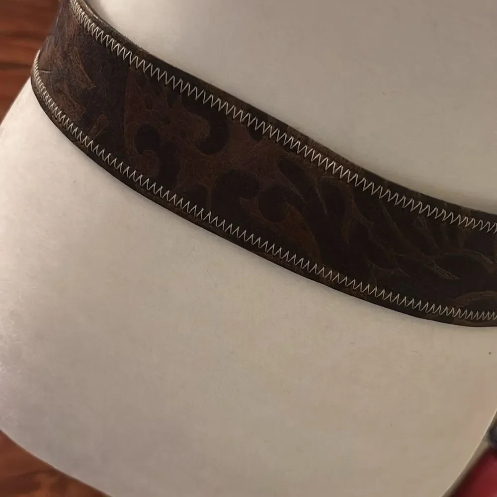 Streets Ahead Brown Leather Belt with Beaded Fringe - S